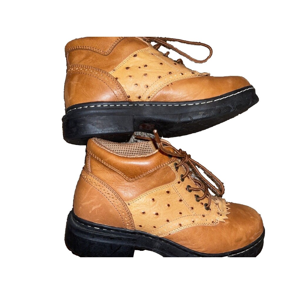 Twisted X EZ Rider Brown Ostrich Leather Boots Mens Size 7 Womens Size 8.5 - Picture 3 of 10